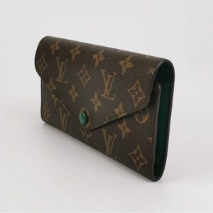 Louis Vuitton Monogram Canvas Wallet with Teal Accent
